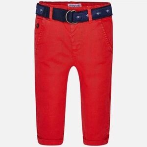 Mayoral Red Kids Casual Trousers with Navy Belt